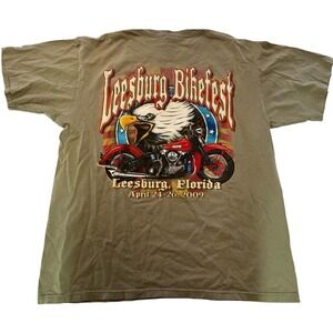 Anvil Leesburg Florida Bikefest Men’s Motorycle T Shirt Sz Large